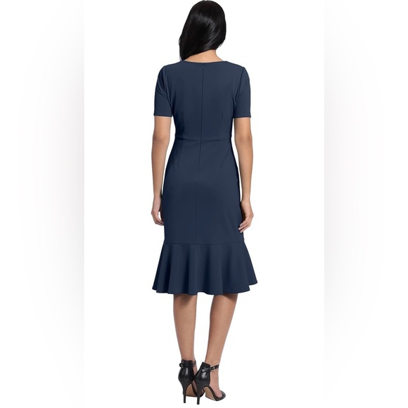 London Times Women's V-Neck Polished Flounce Hem Twist Waist Sz 6 NWT - Picture 2 of 8